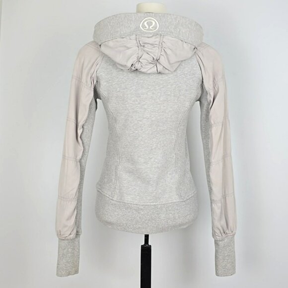 Lululemon Special Edition Rare Grey Tencel Ruching Scuba Hoodie Thumbholes Sz 4 - Picture 3 of 14